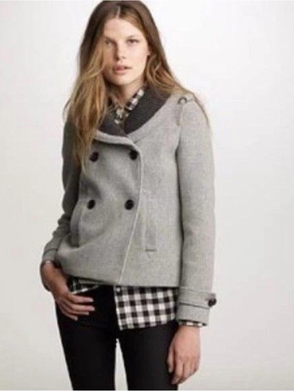 J. Crew Gray Double-Breasted Peacoat with Collar Stadiums Cloth Nello Gori 4